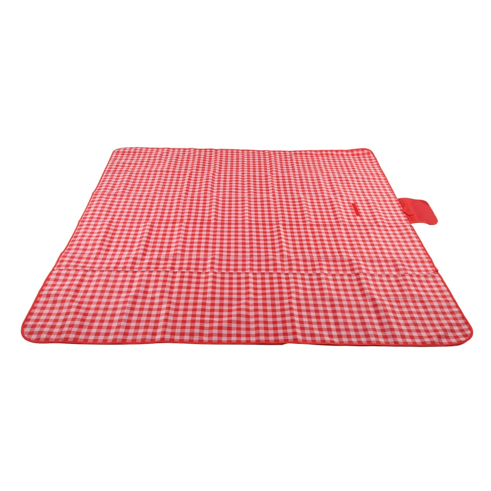 Picnic Blanket Oxford Cloth Widened Rectangle Moistureproof Foldable Picnic Mat for Camping Red White Lattice