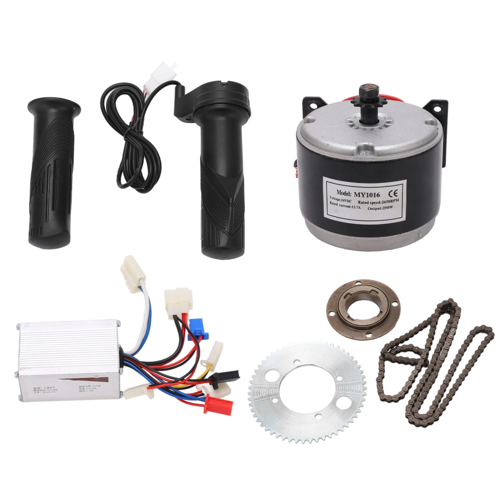 Electric Bike Motor Controller Set Aluminium Alloy High Speed Brushed Motor Set for Conversion 24V 250W