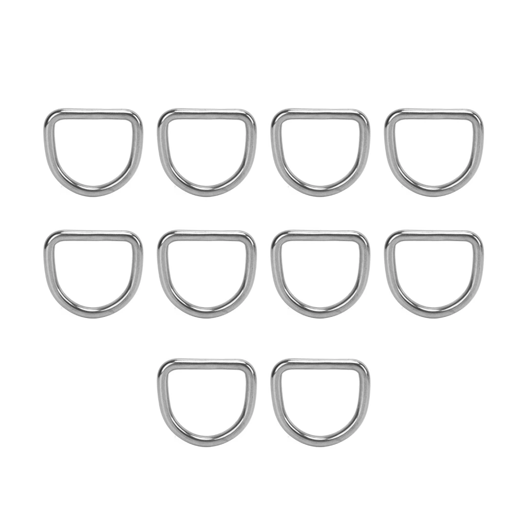 10pcs 316 Stainless Steel D Ring Semi Circular Welded D Ring Buckle Surfboard Kayak Pull Buckle Hardware 8MM Diameter 50x47x8MM