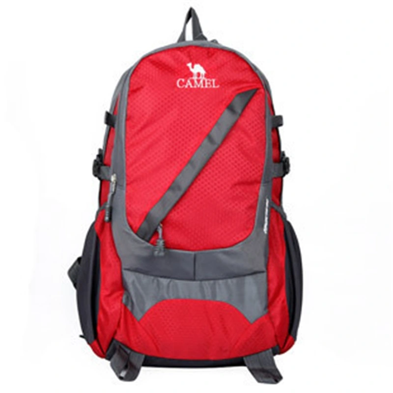 Climbing Backpack Large Capacity Waterproof Nylon Packback for Hiking Camping Cycling Red