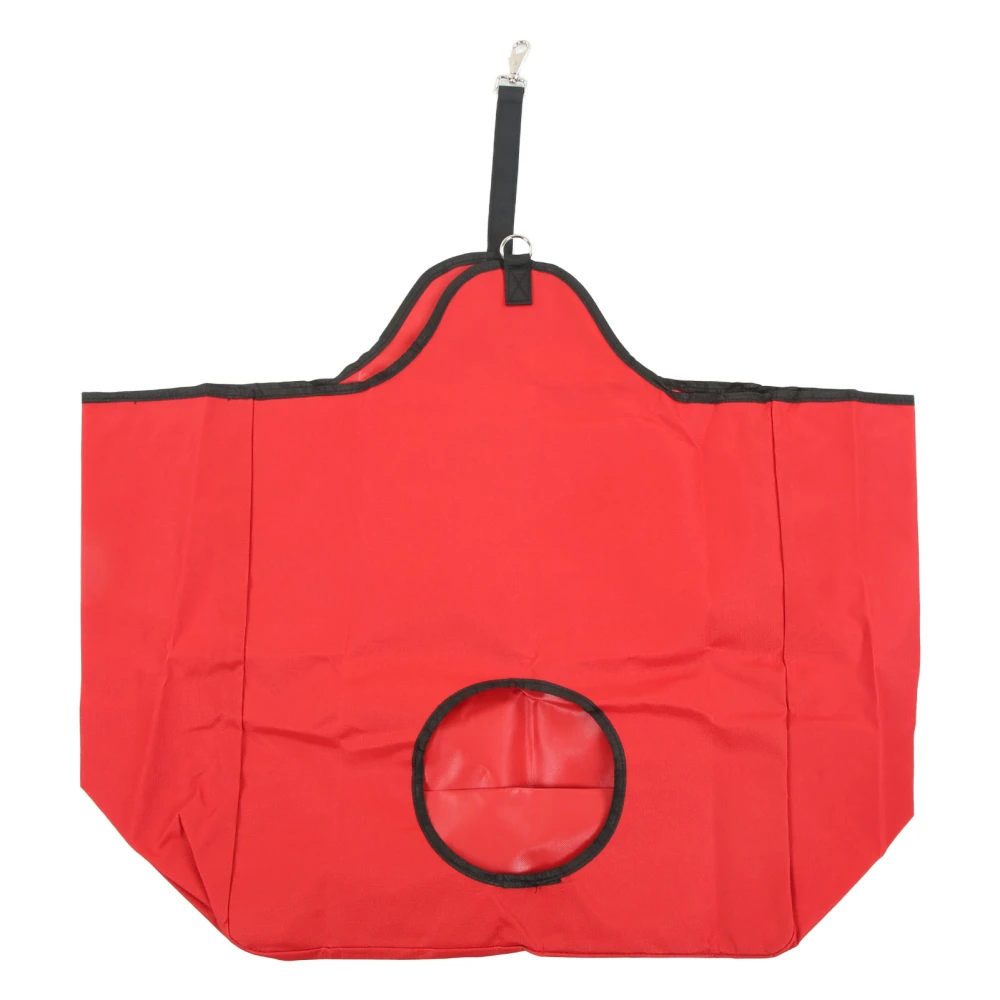 Hay Bag 600D Oxford Cloth Large Capacity Foldable Horse Feeding Straw Pouch with Hook for Outdoor Red