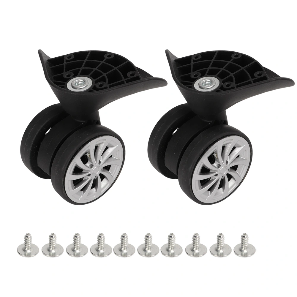 One Pair Suitcase Casters Nylon Black Luggage Wheels for Replacement Upgrade Travel