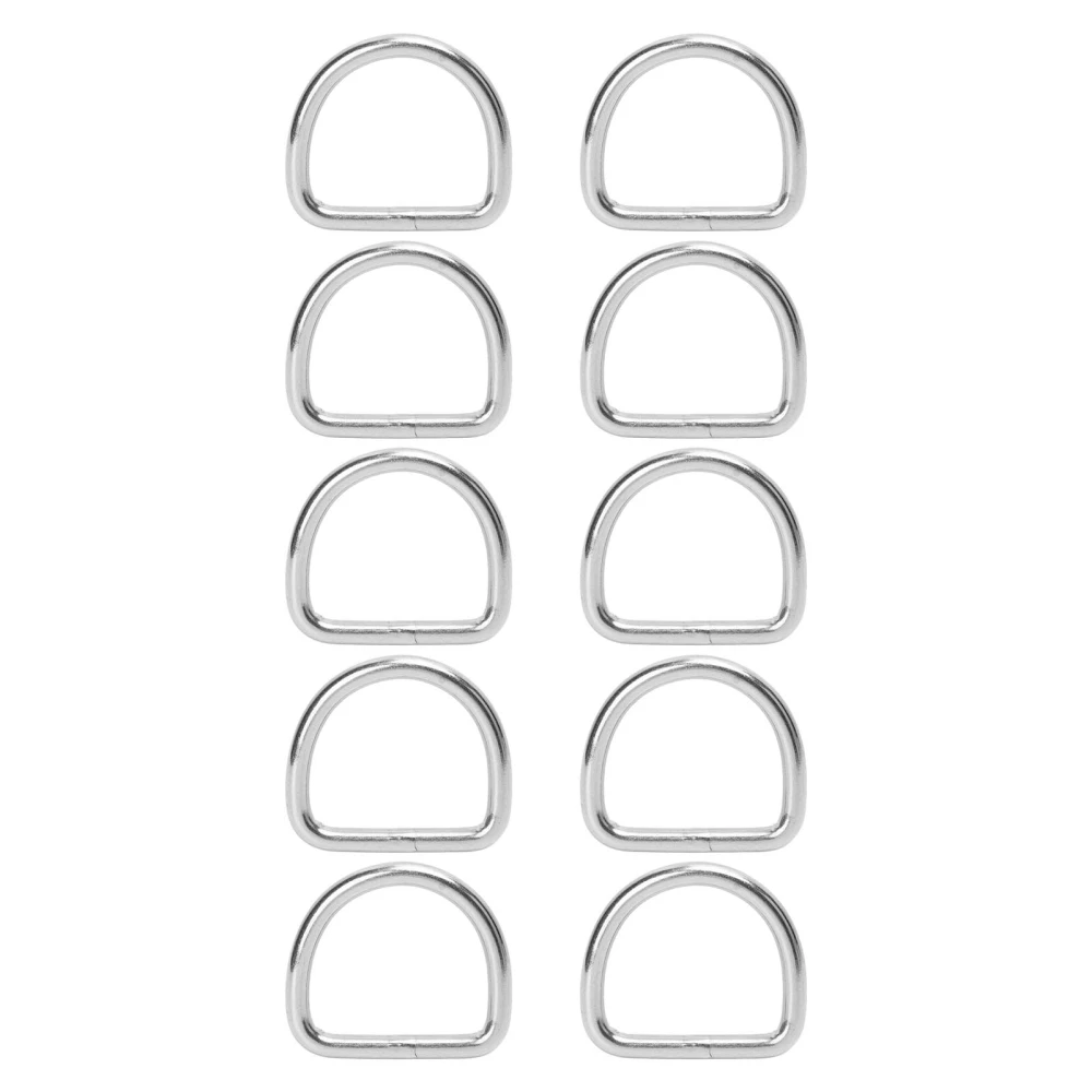 10 PCS 316 Stainless Steel D Ring Seamless Welded Hardware D Buckle Ring Surfboard Kayak Accessories 6mm 40x37x6mm/1.6x1.5x0.2in