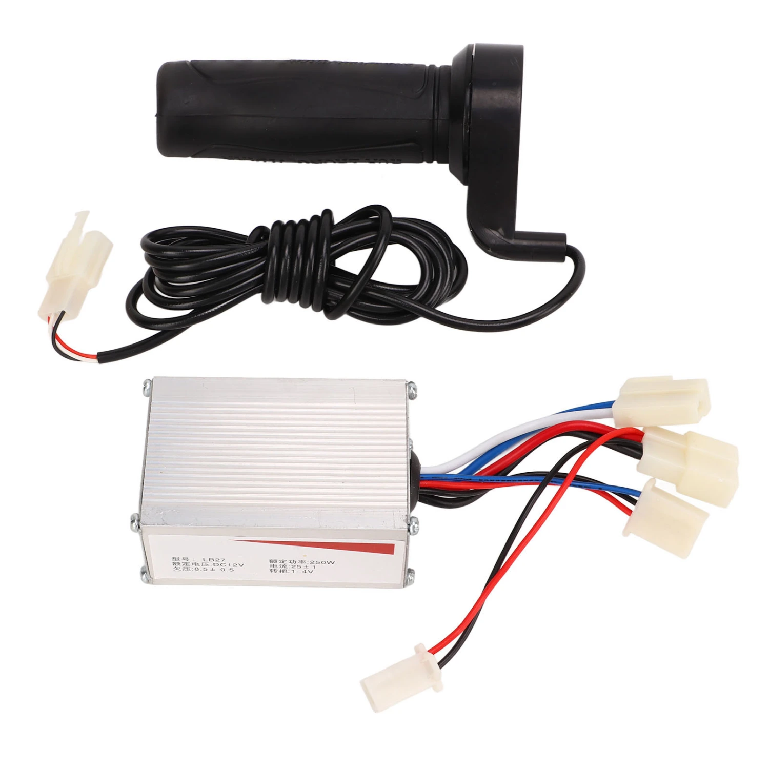 12V 250W Brush Motor Controller with Throttle Handle Kit Aluminum Shell 3 Wires Controller Long Wire Handle Set
