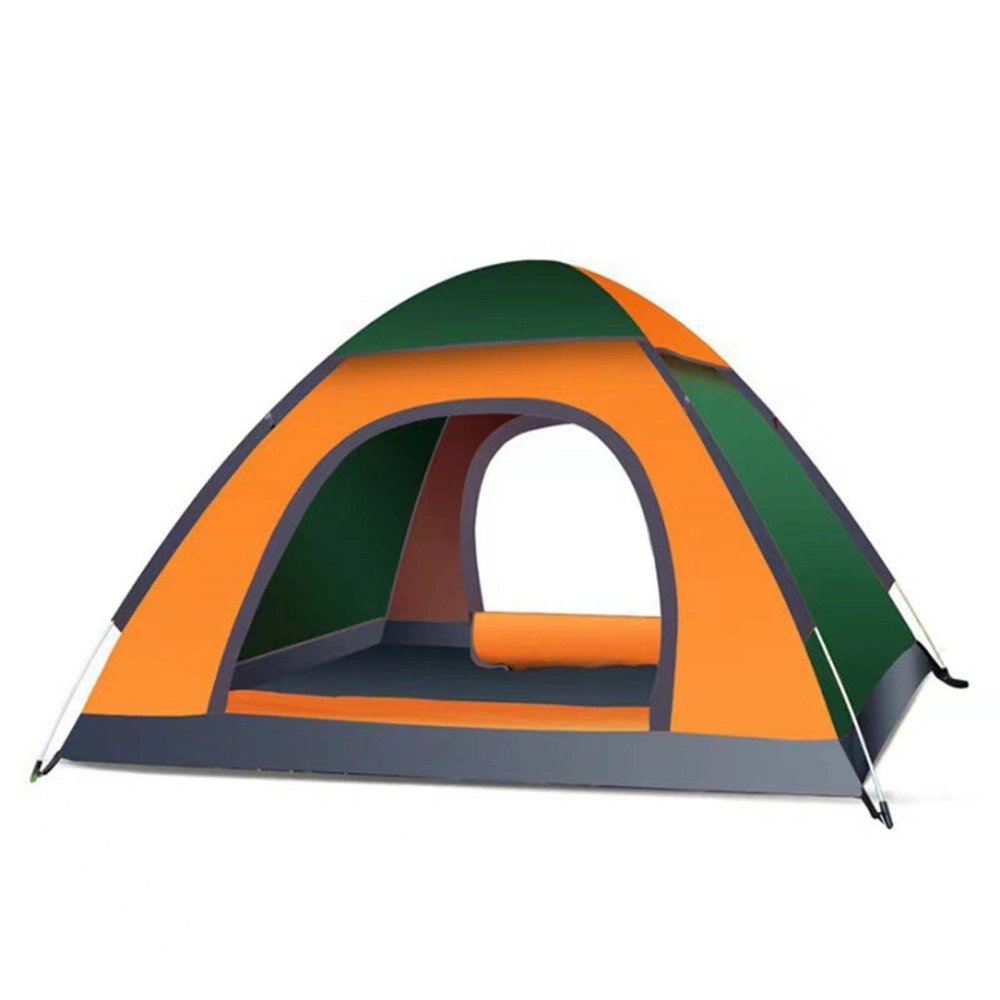 Outdoor 2‑3 People Camping Picnic Tent Quick Opening Rainproof Automatic Tent with Sunroof for Hiking Camping Sleeping Dark Green and Orange 2‑3 People Double Doors