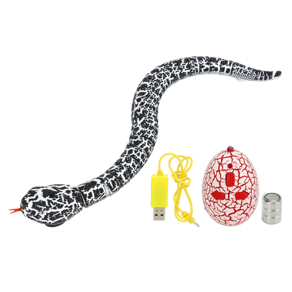 Remote Control Snake USB Charge Ultra Realistic Infrared Control with Retractable Snake Tongue RC Animal Toy for Over 8 Black and White