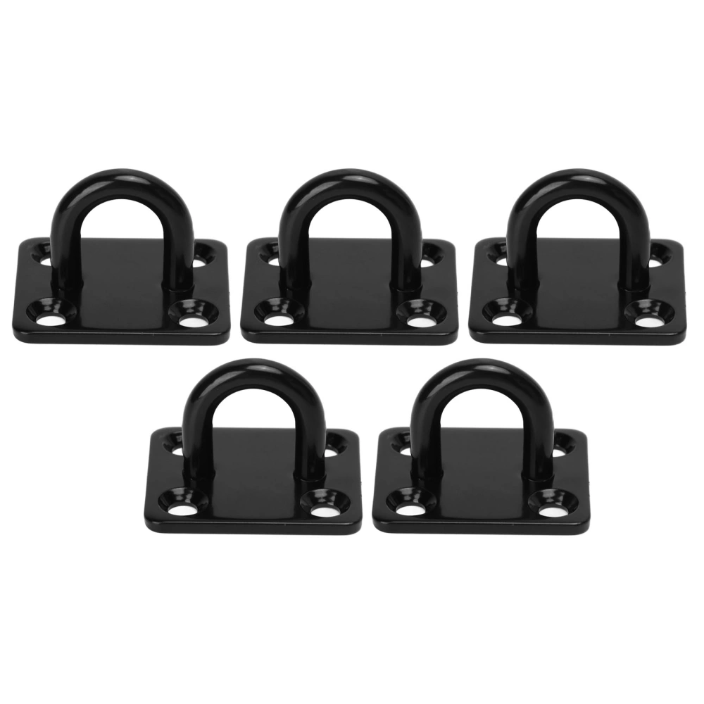 5Pcs Thickened Stainless Steel Ceiling Hook Reinforced Load Bearing Door Buckle Fixing Buckle Stainless Steel Eye Plate Black 5mm