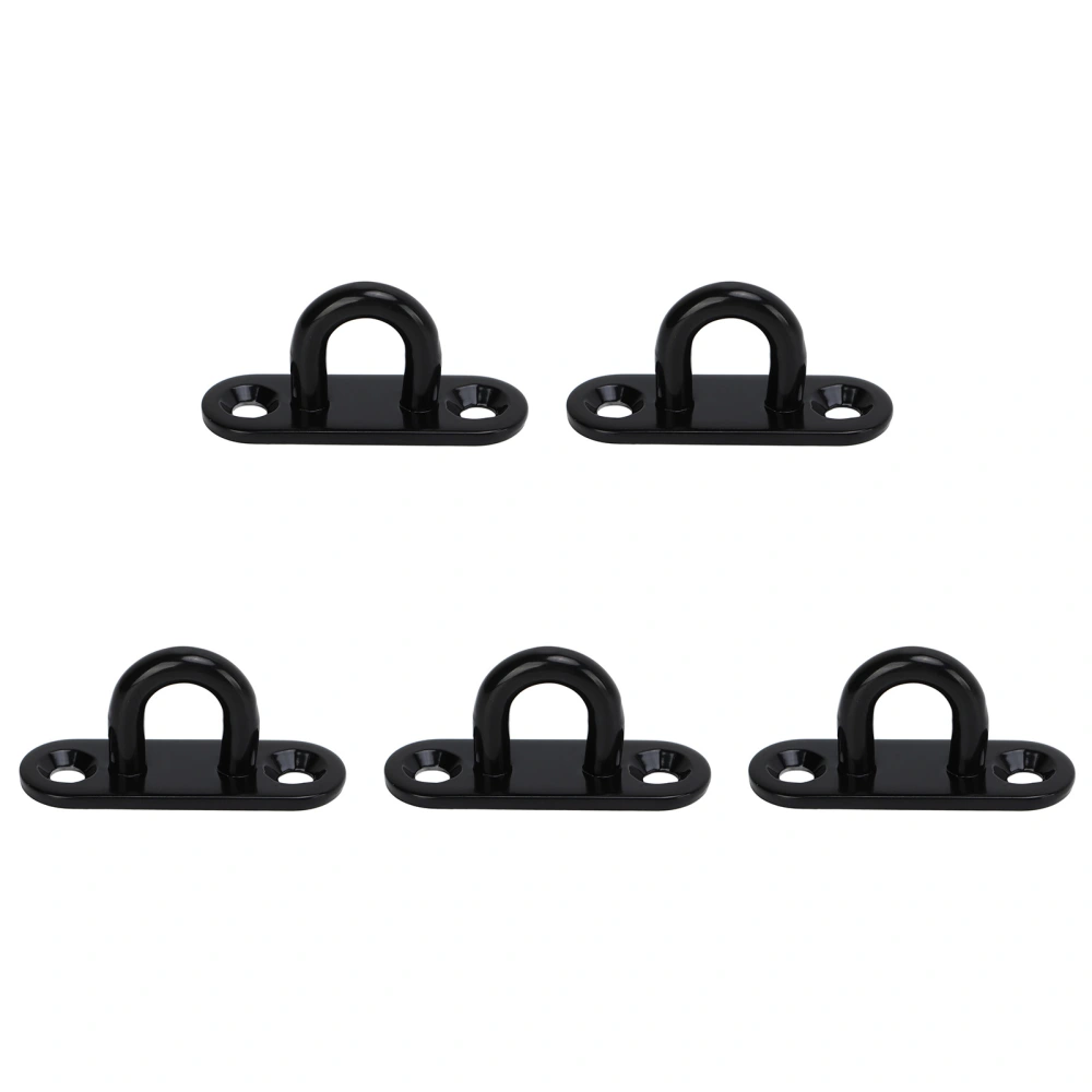 5 PCS Stainless Steel Eye Plate Ceiling Hook Pad Eye Plate Reinforced Load Bearing Door Fixing Buckle Oval Black 5mm/0.20in