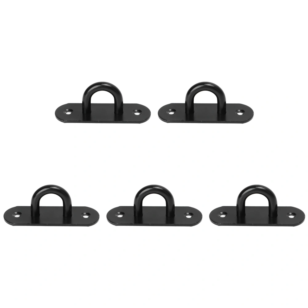 5 PCS Stainless Steel Eye Plate Ceiling Hook Pad Eye Plate Reinforced Load Bearing Door Fixing Buckle Oval Black 9mm/0.35in