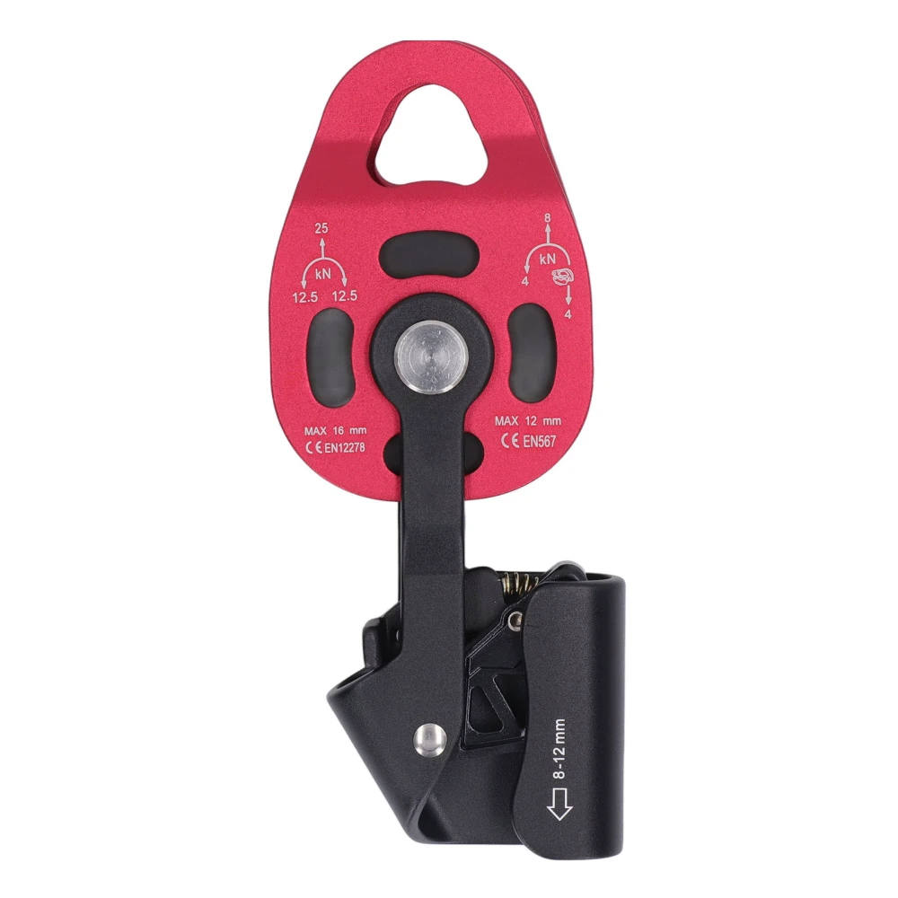 Lift Weight Pulley 7075 Aviation Aluminum Puller for Survive Rock Climb High Altitude Heavy for 8‑12mm Rope Red