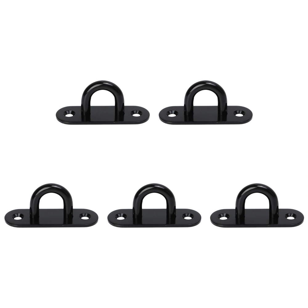 5 PCS Stainless Steel Eye Plate Ceiling Hook Pad Eye Plate Reinforced Load Bearing Door Fixing Buckle Oval Black 8mm/0.31in