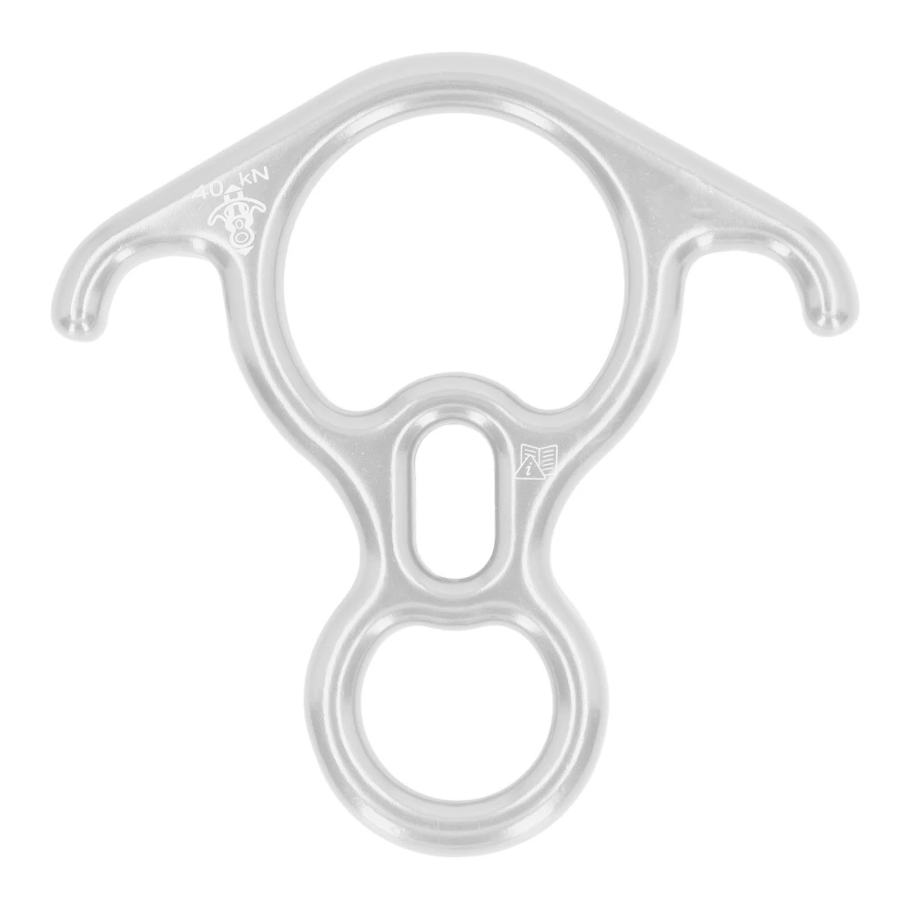 Descender Gear Aluminium Alloy 40KN Pulling Force Ox Horn Shaped Rock Climbing Rigging Plate for Safety Equipment Silver