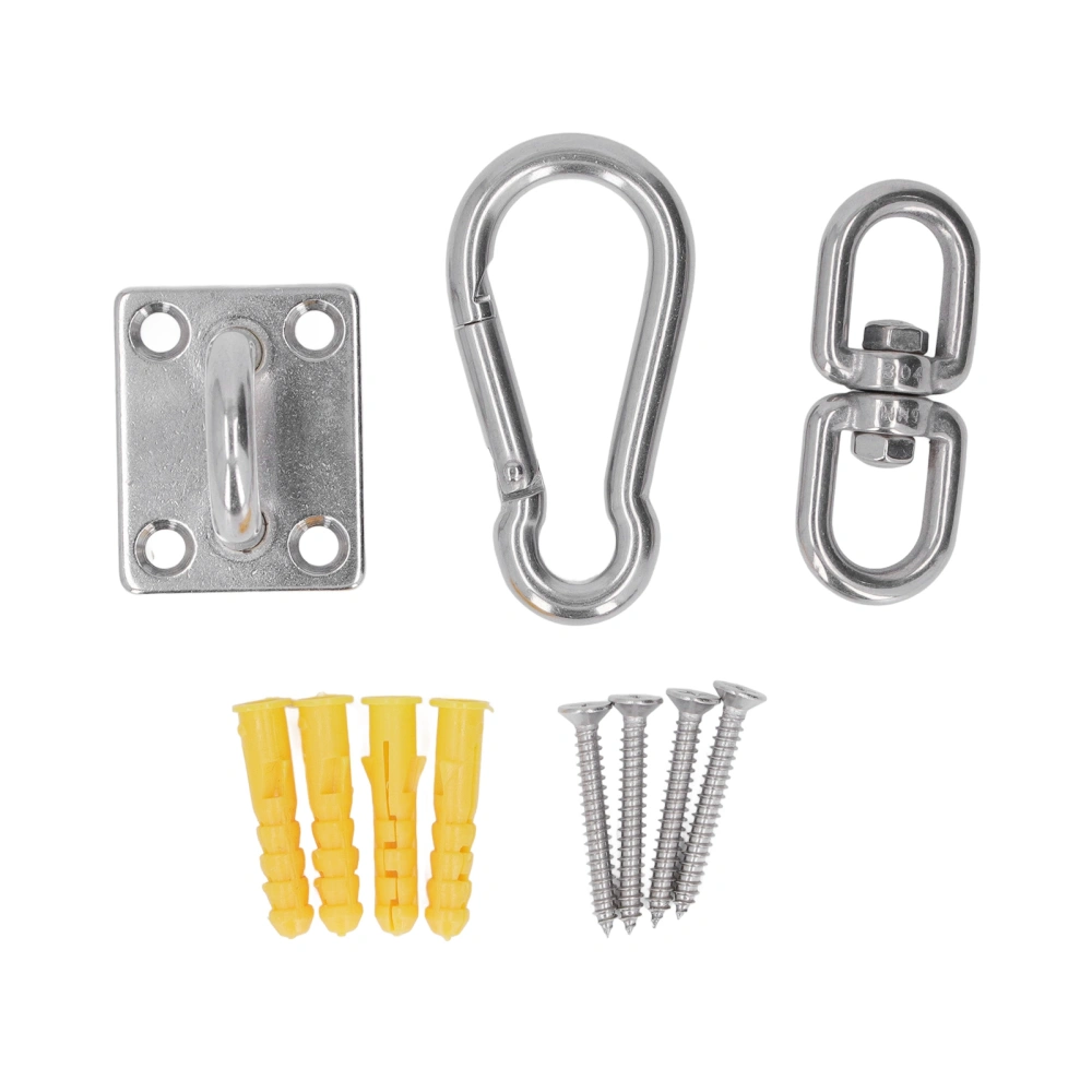 7 PCS Stainless Steel Hammock Hanging Hardware Kit with Door Buckle Snap Hook Screw Sun Shade Sail Fixing Accessories