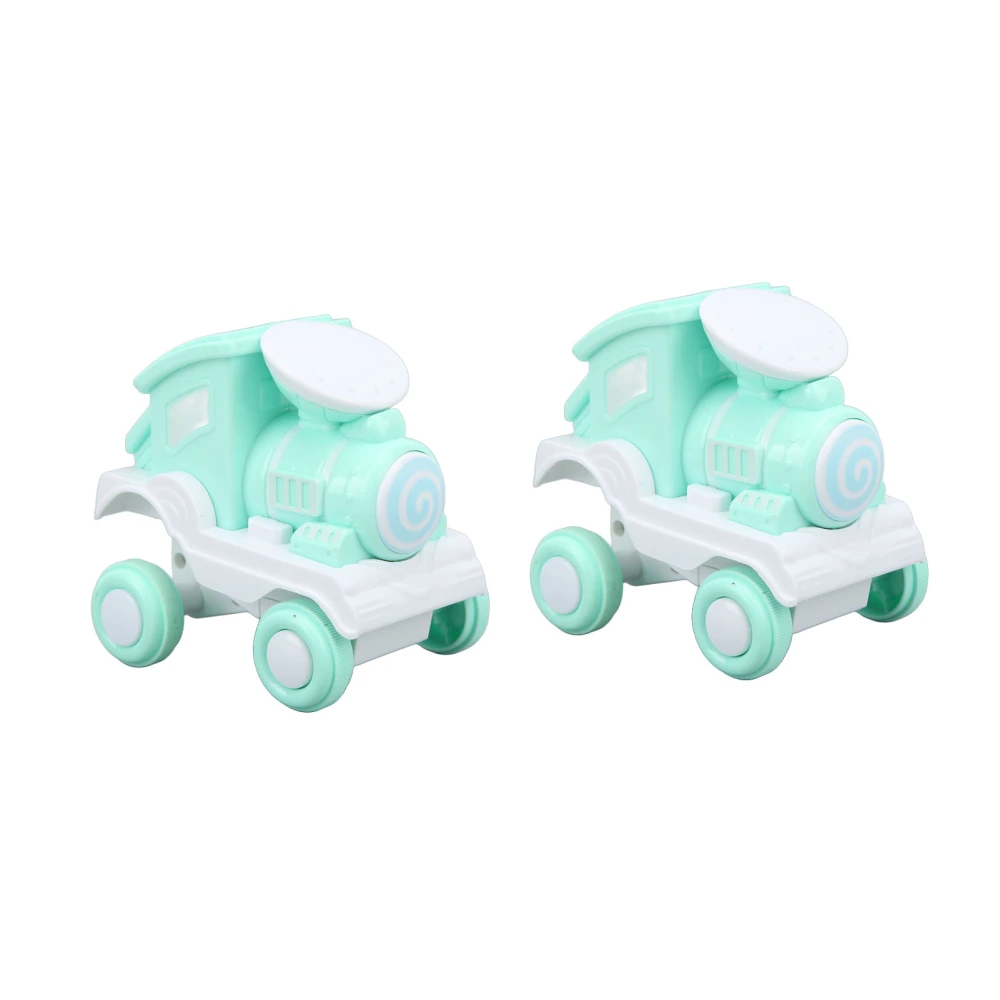 2Pcs Press and Roll Train Toy Plastic 360 Degree Press Stunt Flip Train for Boys Girls Gift Giving Green