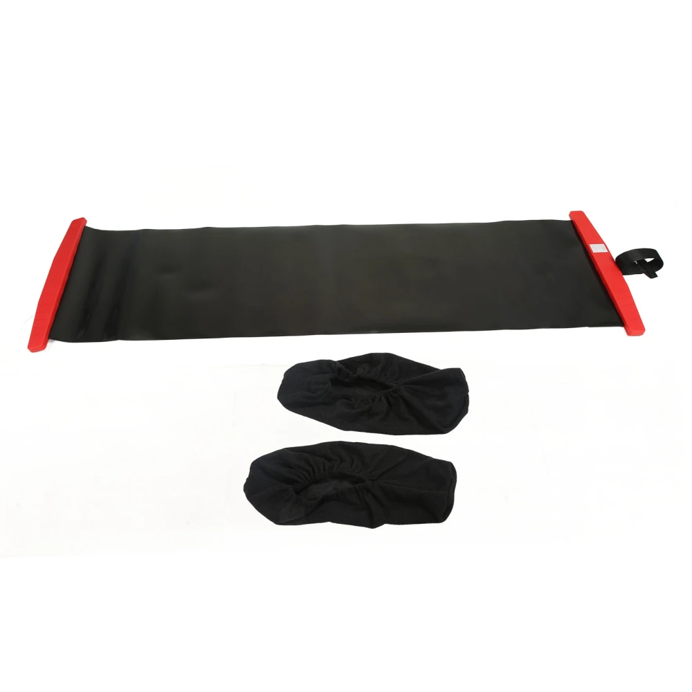 Slide Board Non Slip Sliding Mat and Shoe Covers Balance Exercise Training Fitness Equipment for Ski Skating Black