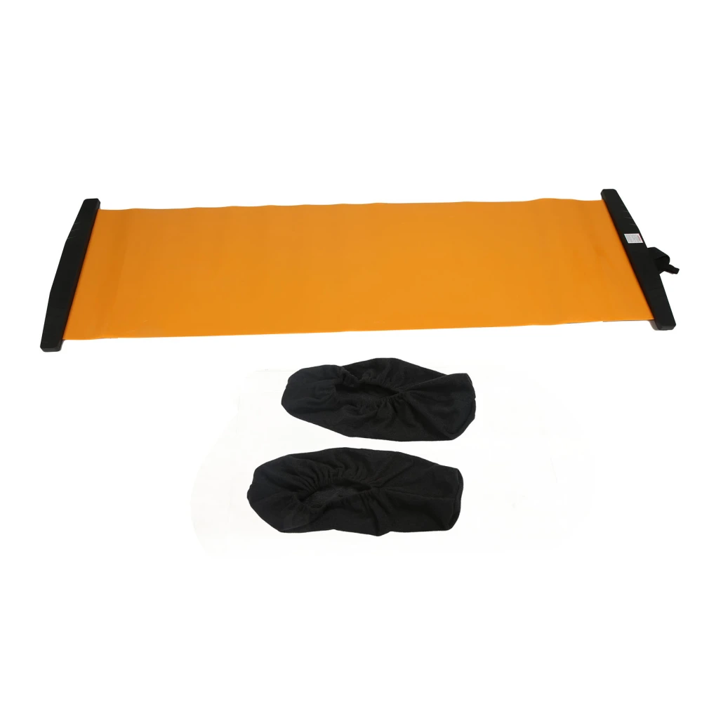 Slide Board Non Slip Sliding Mat and Shoe Covers Balance Exercise Training Fitness Equipment for Ski Skating Orange