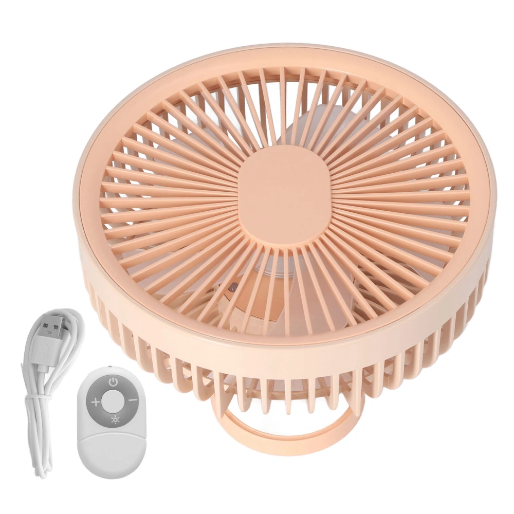 2 in 1 Desktop Fan ABS PP 4000mah 3 Gears USB Charging Portable Camping Ceiling Fan with Remote Control Pink