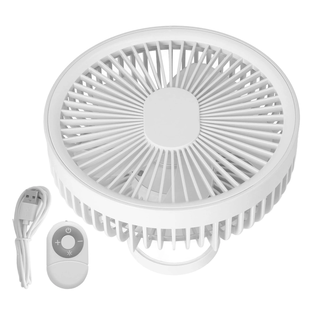 2 in 1 Desktop Fan ABS PP 4000mah 3 Gears USB Charging Portable Camping Ceiling Fan with Remote Control White