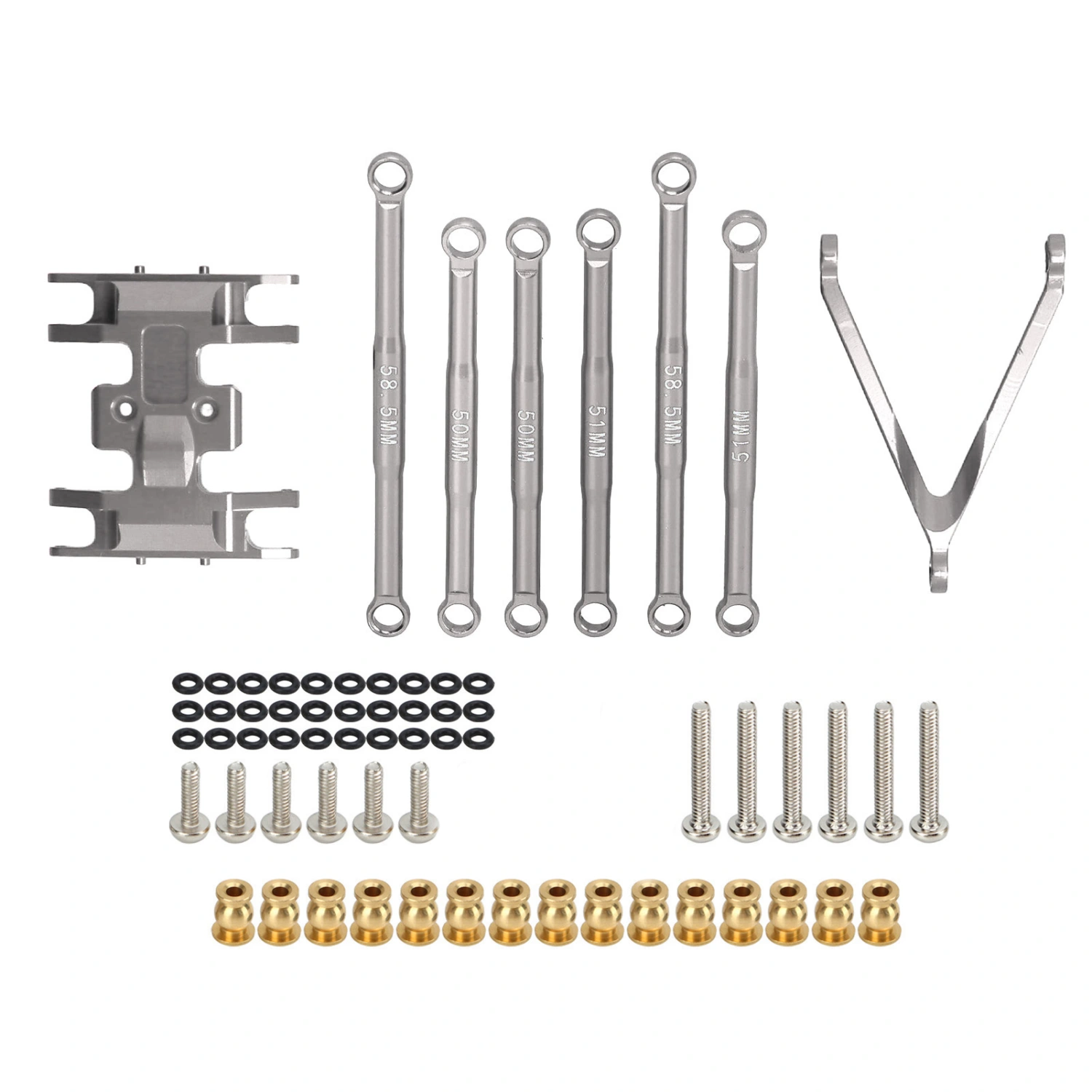6Pcs Tie Rod Kit for SCX24 Aluminium Alloy Light Weight Exquisite Design 1/24 Tie Rod Kit for Axial SCX24 RC Car Titanium Color
