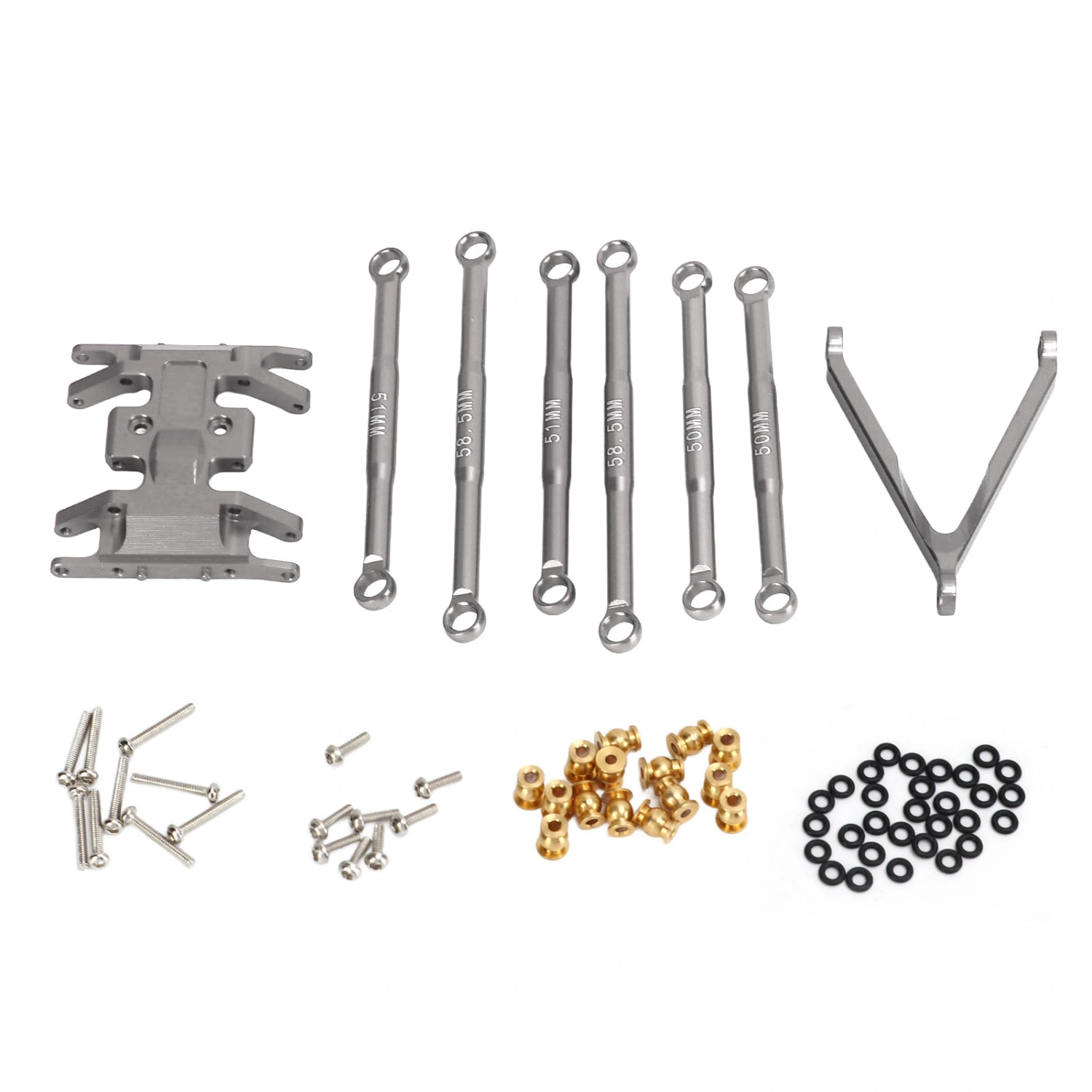 6Pcs Tie Rod Kit for SCX24 Aluminium Alloy Light Weight Exquisite Design 1/24 Tie Rod Kit for Axial SCX24 RC Car Titanium Color