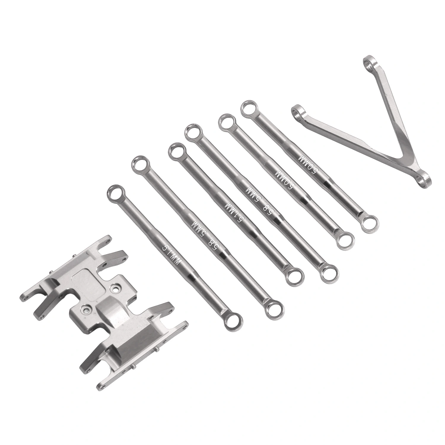 6Pcs Tie Rod Kit for SCX24 Aluminium Alloy Light Weight Exquisite Design 1/24 Tie Rod Kit for Axial SCX24 RC Car Titanium Color