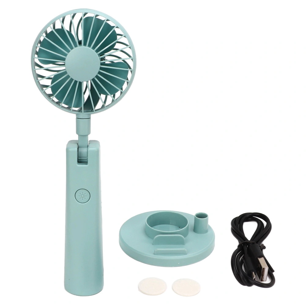 BuyWeek Portable Handheld Fan 3 Speed Wind Mini USB Rechargeable Fan with Cosmetic Mirror Phone Holder for Office Blue