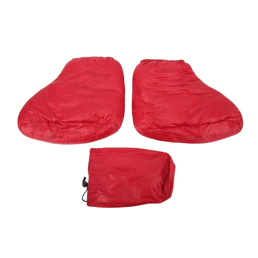 BuyWeek 1 Pair Winter Warm Booties Soft Duck Down Filled Slipper Boots with Storage Bag Red Sleeping Sock for Camping