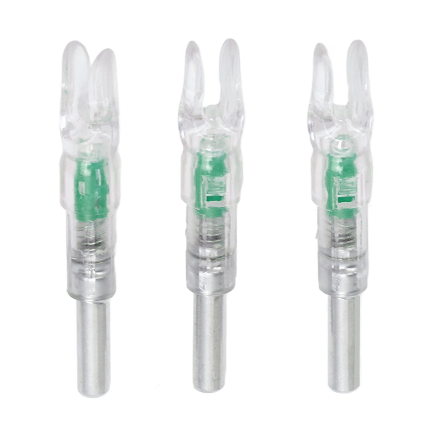 3PCS Archery Lighted Nocks Plastic Automatic with Switch 6.2mm Inner Diameter Archery Nock Tail for Night Hunting Green