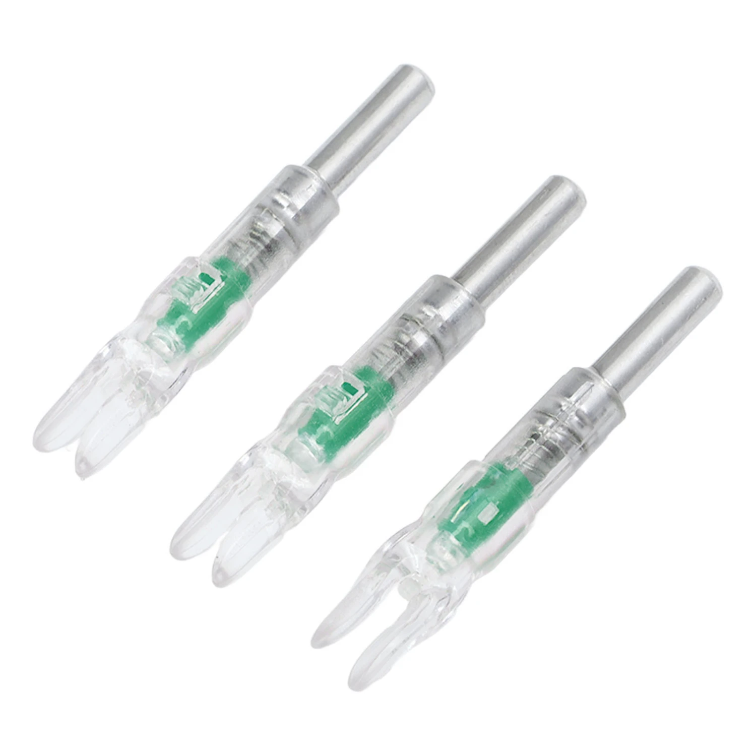 3PCS Archery Lighted Nocks Plastic Automatic with Switch 6.2mm Inner Diameter Archery Nock Tail for Night Hunting Green