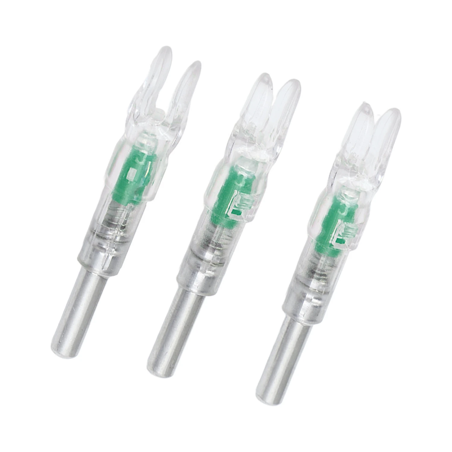 3PCS Archery Lighted Nocks Plastic Automatic with Switch 6.2mm Inner Diameter Archery Nock Tail for Night Hunting Green