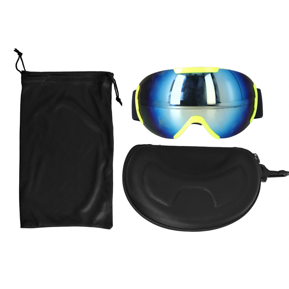 Ski Goggles PE Coated Lens Anti Fog Double Layers Adjustable Frameless Skiing Accessories for Snowmobiling Yellow