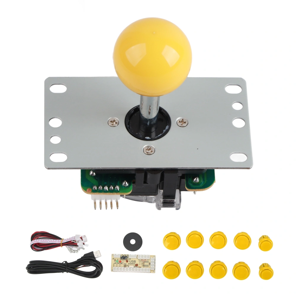 DIY USB Controller Computer Rocker Game Stick Joysticks with Control Chip for Arcade Game Yellow