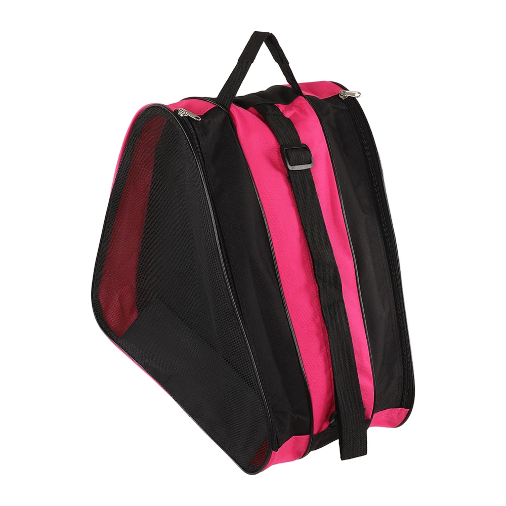 Skates Bag Thickened 3 Layers Triangle Waterproof Roller Skates Bag with Adjustable Strap for Outdoors Pink