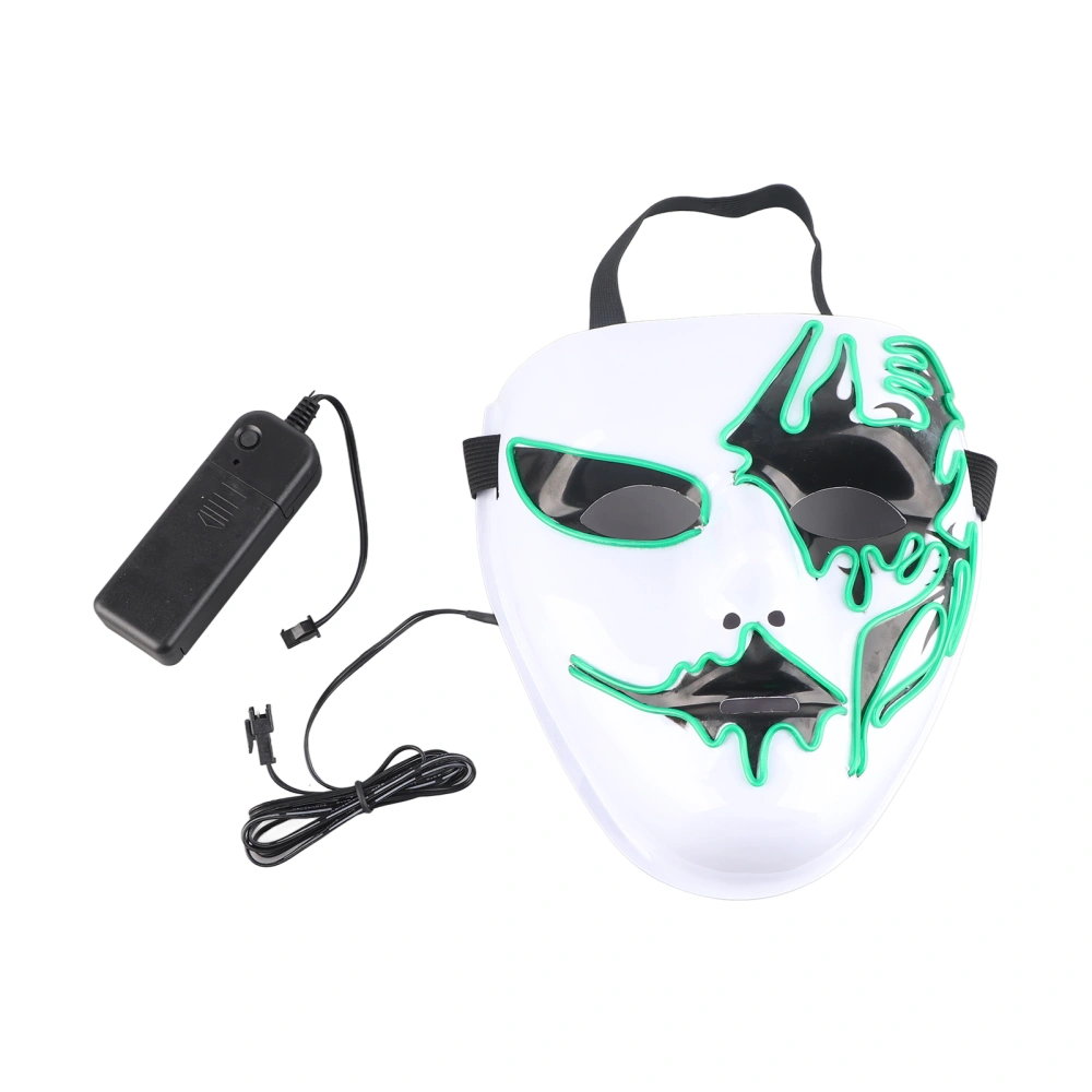 Masquerade Glowing Mask with EL Cold Light Plastic White Scary Luminous Mask for Party Halloween with Dark Green Light