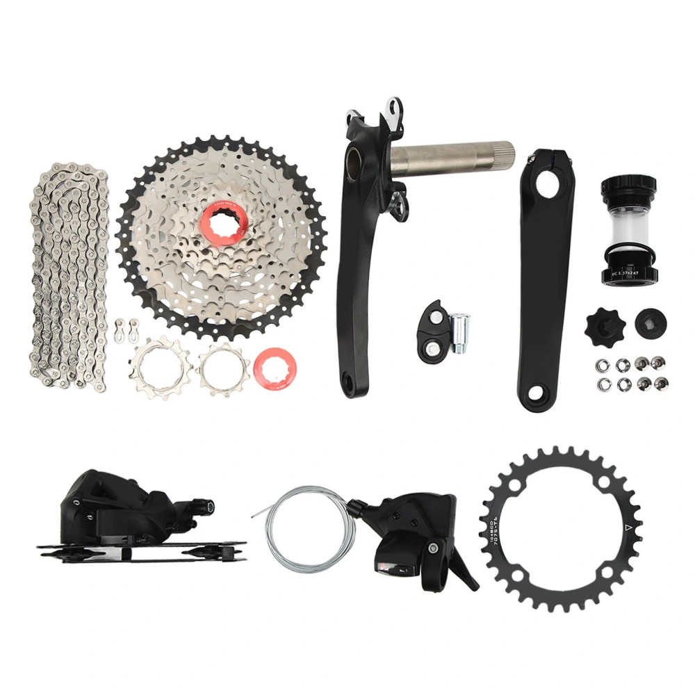 8 Speed Groupset Hollow 42T Flywheel Bike Shift Kit with Shifter Chain Rear Derailleur for Bikes Modification Crankset 32T