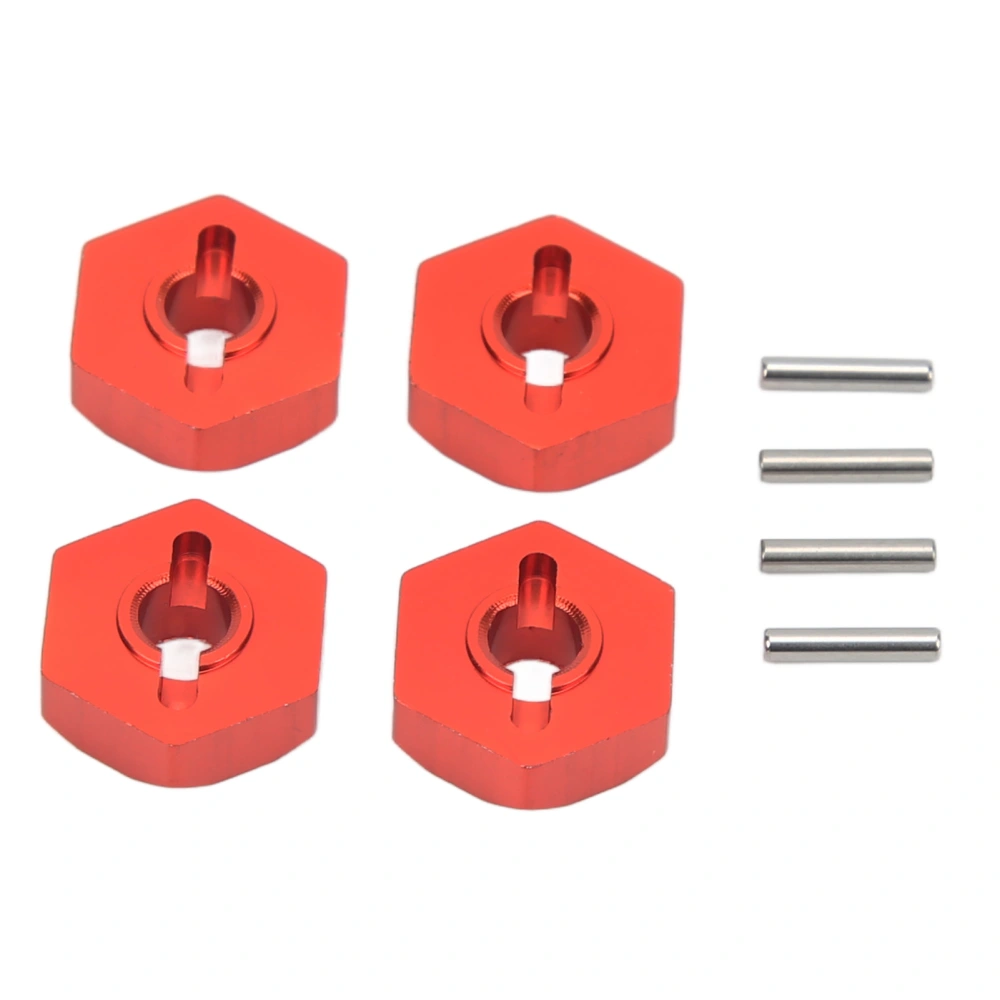 4 PCS RC Wheel Hex Hub Adapter Aluminum Alloy RC Hex Coupler Parts for Traxxas E Revo 1/16 RC Car Red