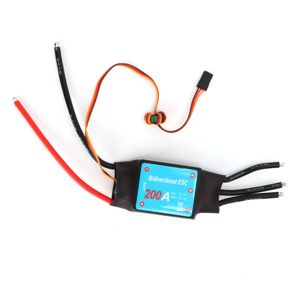 Brushless ESC Black 200A Brushless ESC RC Boat Two Way Water Cooled ESC for RC Boats Underwater Propeller