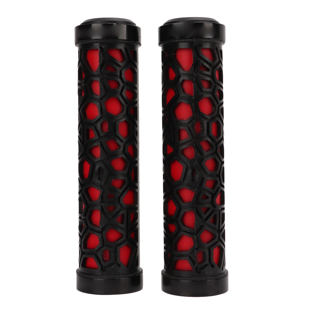 Bike Handle Grip Red Anti Slip Raised Texture Stable High Strength Double Locking Mountain Bike Handle Bar Grips