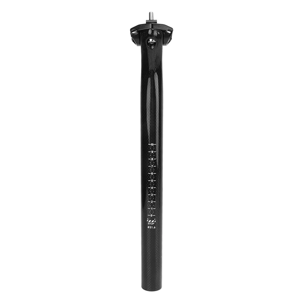 Seatpost Tube Professional Aluminum Head Double Nail Carbon Fiber 3K Pattern Glossy Black Bike Seatpost 31.6x350mm / 1.24x13.78in