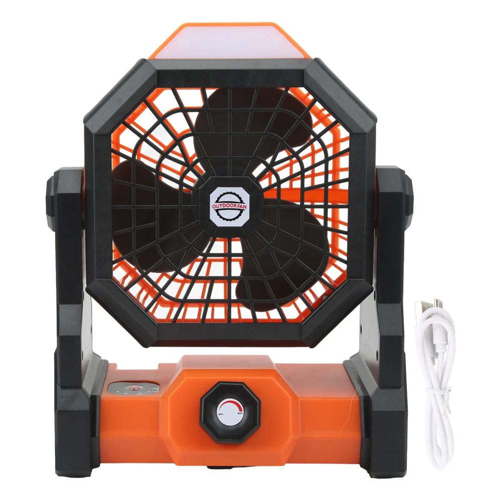 Outdoor Camping Fan ABS Stepless Lighting Portable 7800mah 5V Rechargeable Light for Traveling Black and Orange