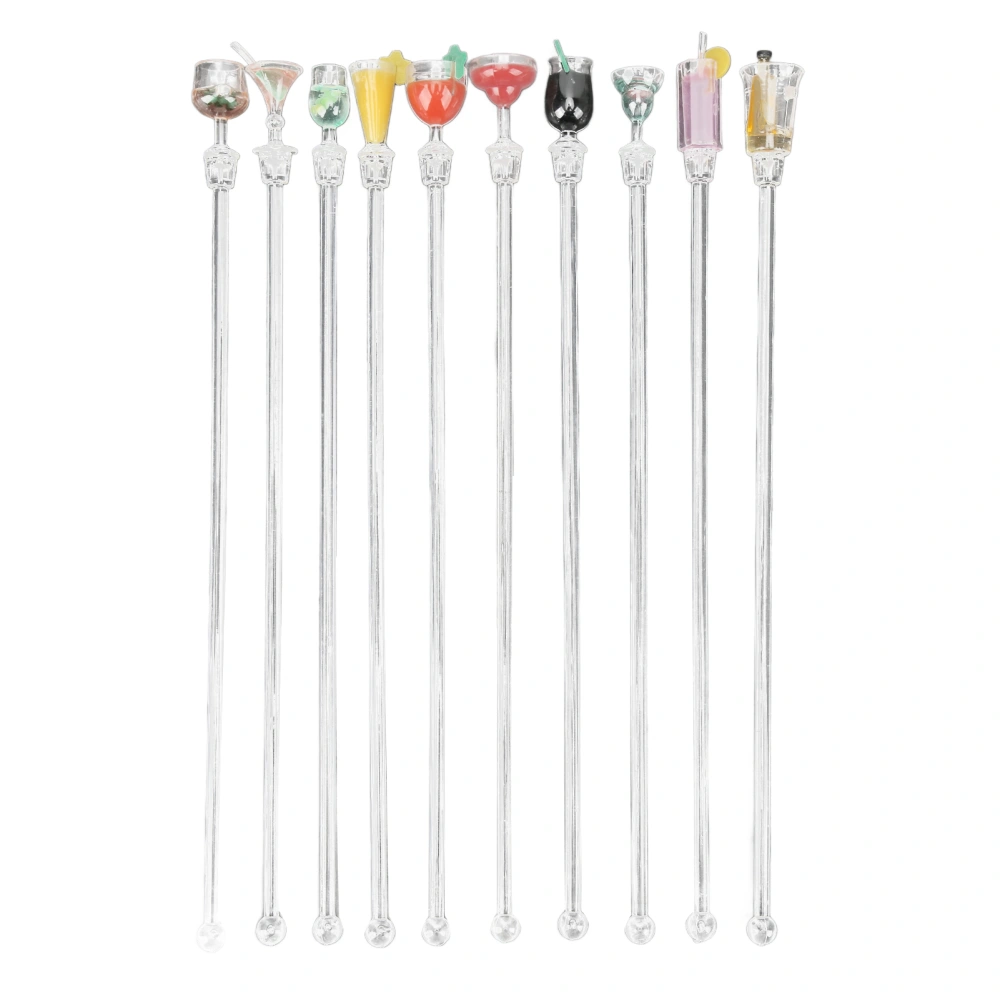 BuyWeek 10PCS Cocktail Drink Swizzle Stick Clear Shafts Bartending Mixing Stirrers Acrylic Drink Stirrer Sticks for Dinner Party Large Bartender Stick