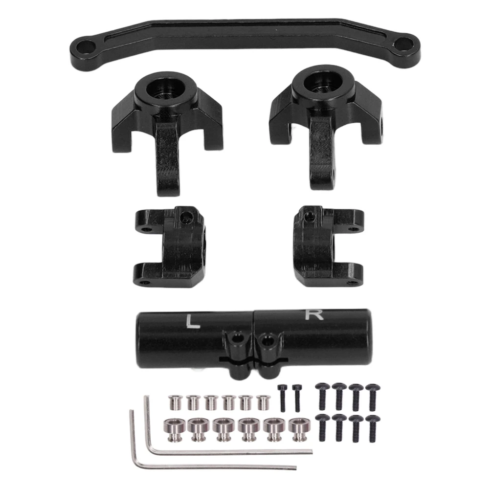 RC Front Steering Set Aluminum Alloy Rear Axle Base Set for ECX Barrage 1/24 for RGT 1/24 for FTX 1/24 Climbing Car Black