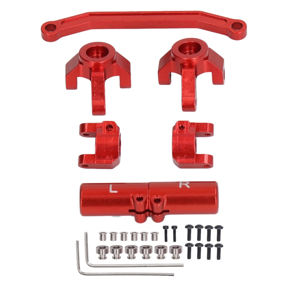 RC Front Steering Set Aluminum Alloy Rear Axle Base Set for ECX Barrage 1/24 for RGT 1/24 for FTX 1/24 Climbing Car Red