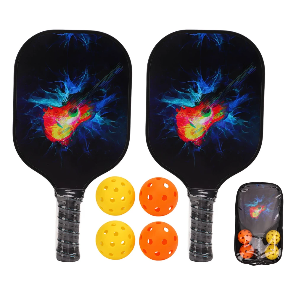 Pickleball Set 2 Rackets 4 Balls 1 Racket Bag Glass Fiber PP for Outdoor Sporting Training