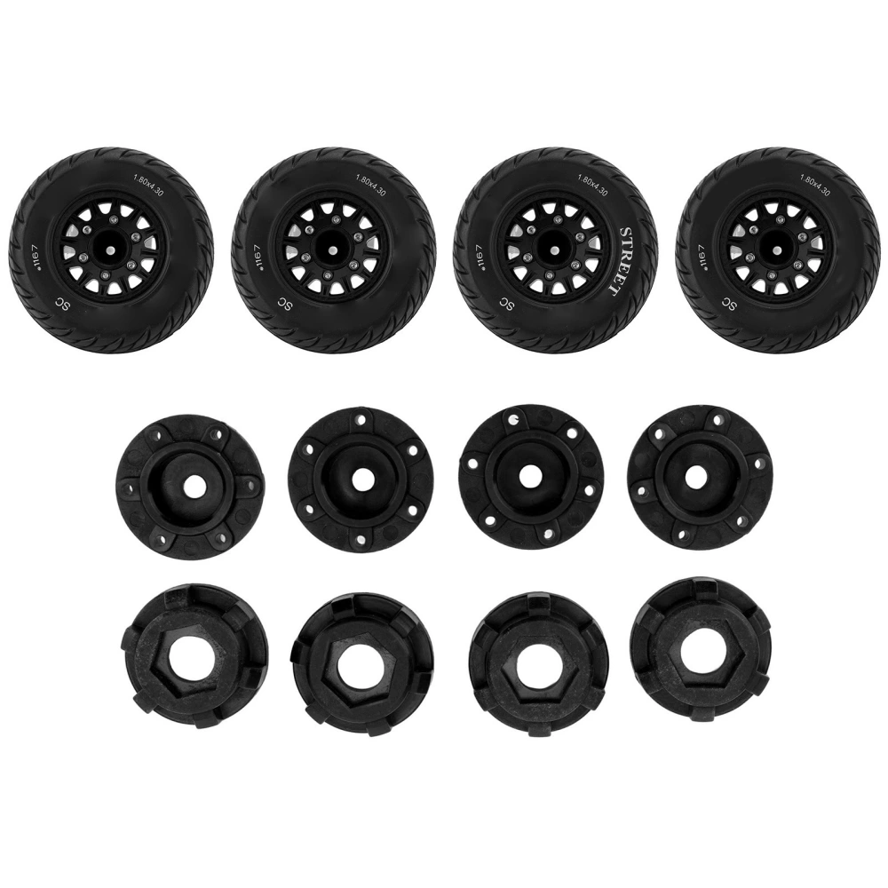 1:10 Short Truck Tires Strong Cushioning Good Grip Uneven Texture Stable Nimble RC Accessories for Arrma for Senton Black