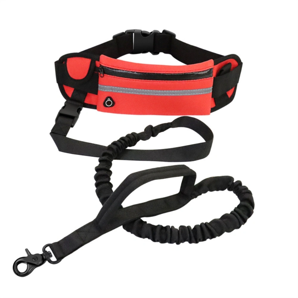 Dog Hands Free Leash with Zipper Pouch Reflective Running Leash Waist Bag Pack for Outdoor Jogging Walking Night Running