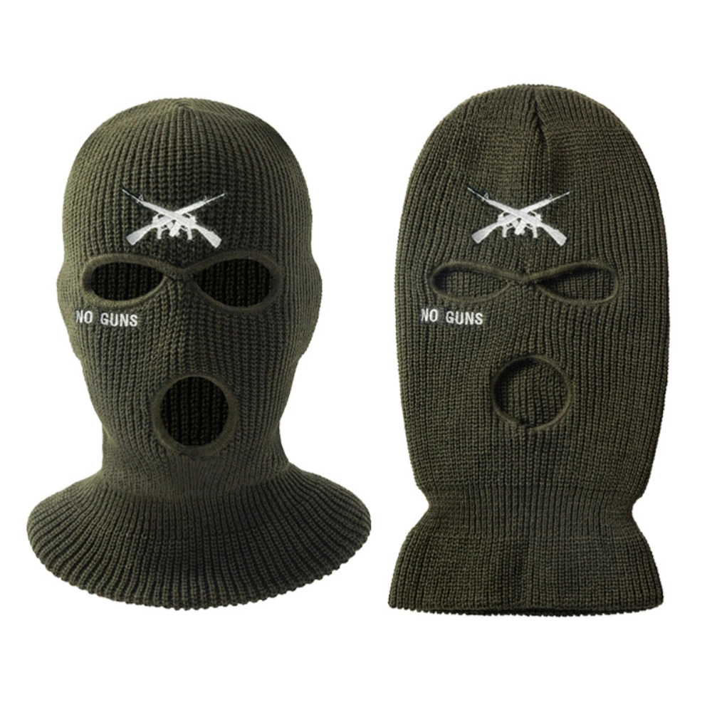 BuyWeek 2022 New 3 Holes Balaclava Knitted Letter Embroidered Face Cover Warm Ski Face Cover for Men Women Outdoor Cycling Skiing Running