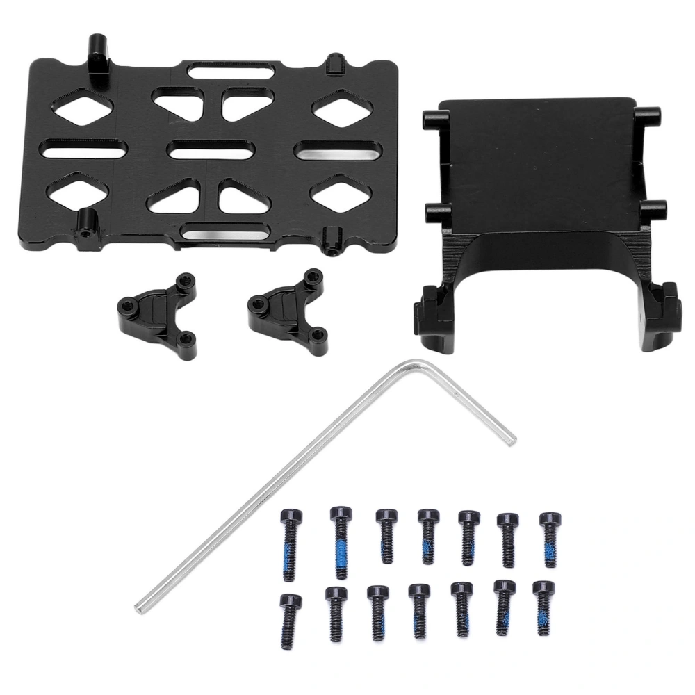 Aluminum Alloy Battery Tray Kit with ESC Bracket Rear Shock Tower Corrosion Resistance for AXIAL SCX24 1/24 Black