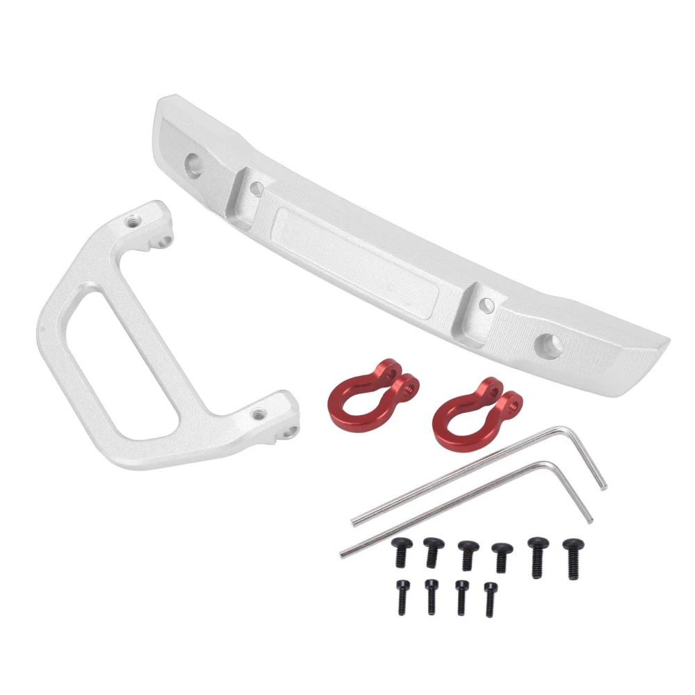 Front Bumper Aluminum Alloy with U Shape Hook for RC Car Replacement Accessories for AXIAL 1/24 SCX24 Silver