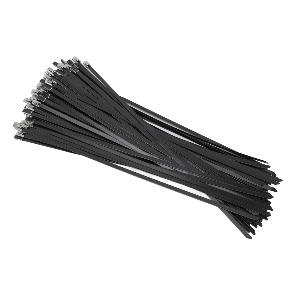 100pcs 304 Stainless Steel Cable Ties Self Locking Black Zip Ties for Ship Label Wire Harness